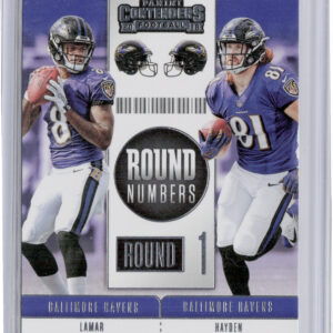 2018 Panini Contenders Lamar Jackson / Hayden Hurst #RNA-JH Ravens Round Numbers