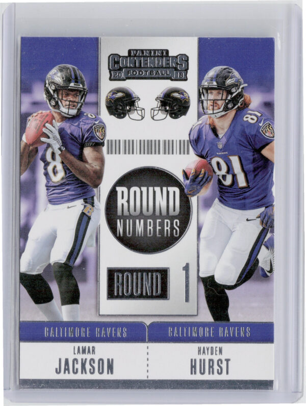 2018 Panini Contenders Lamar Jackson / Hayden Hurst #RNA-JH Ravens Round Numbers
