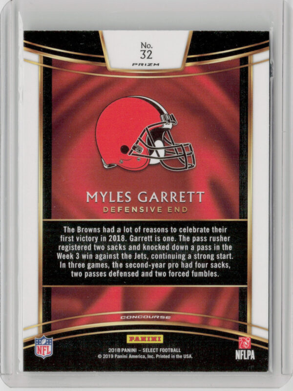 2018 Panini Select Myles Garrett Silver Prizm #32 Browns - Image 3