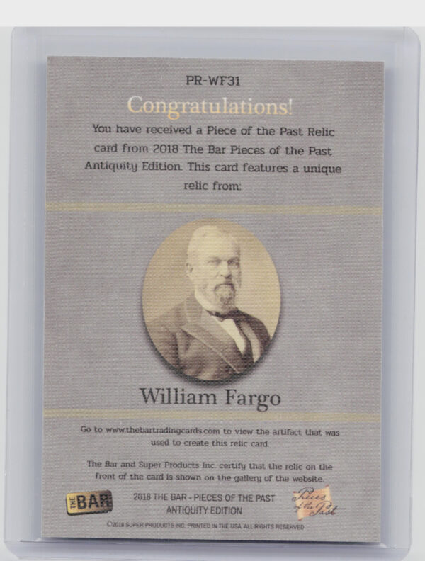 2018 The Bar Pieces of the Past Hybrid Edition:  William Fargo - Image 3