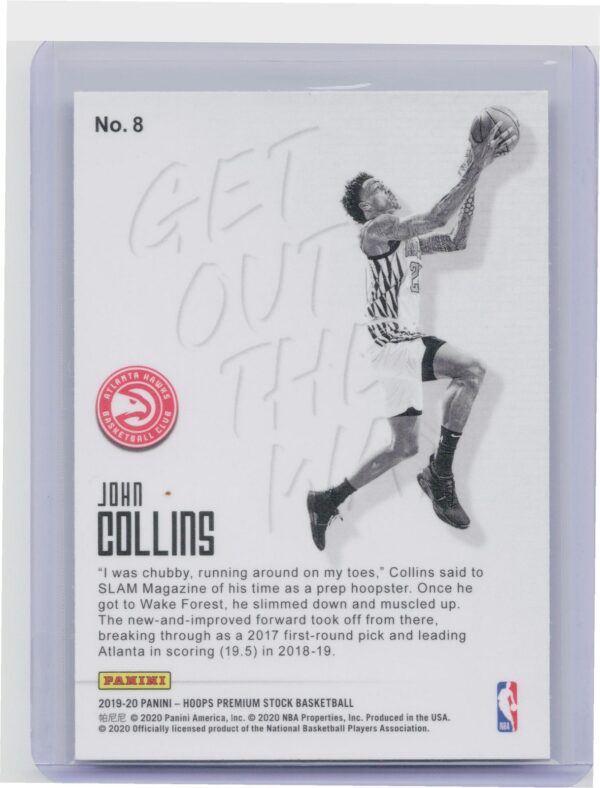 2019-20 Hoops Premium Stock John Collins #8 Hawks Get Out The Way - Image 3