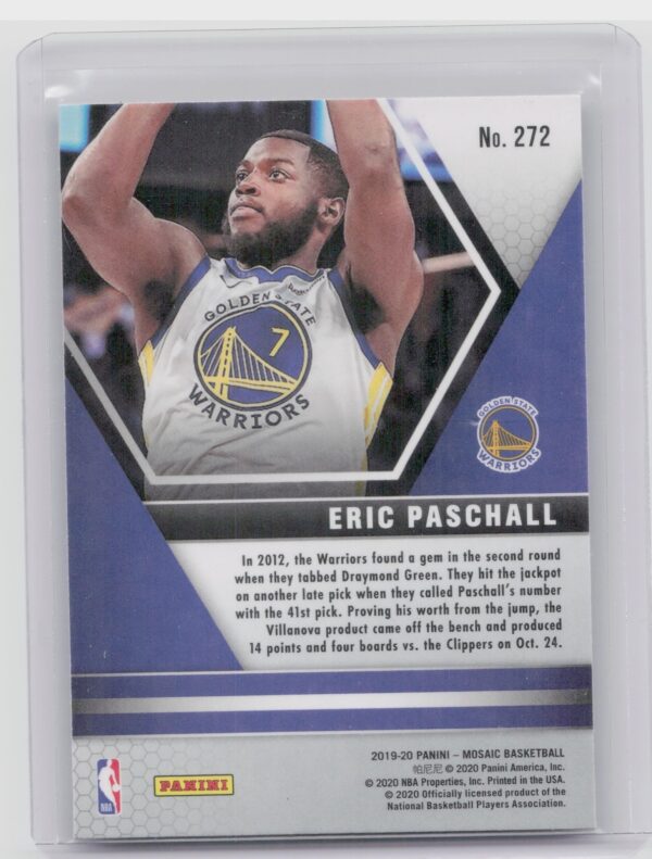 2019-20 Panini Mosaic Eric Paschall #272 Warriors - Image 3