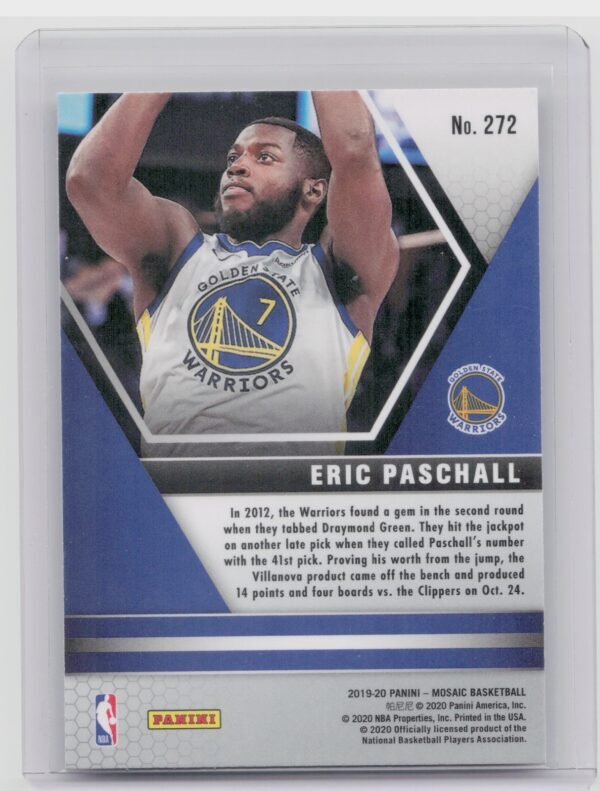 2019-20 Panini Mosaic Eric Paschall #272 Warriors - Image 3