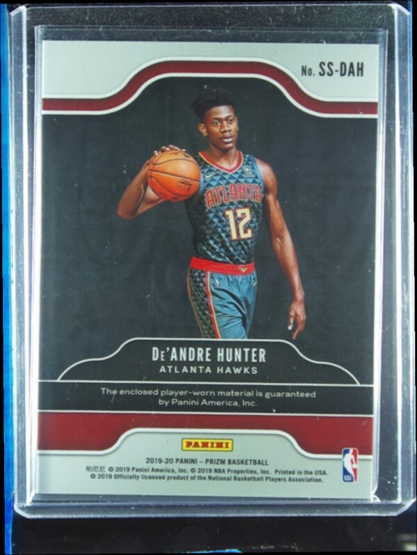 2019-20 Panini Prizm De'andre Hunter MEM #SS-DAH Hawks Sensational Swatches - Image 3