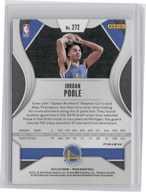 2019-20 Panini Prizm Jordan Poole Prizms Red White and Blue #272 Warriors