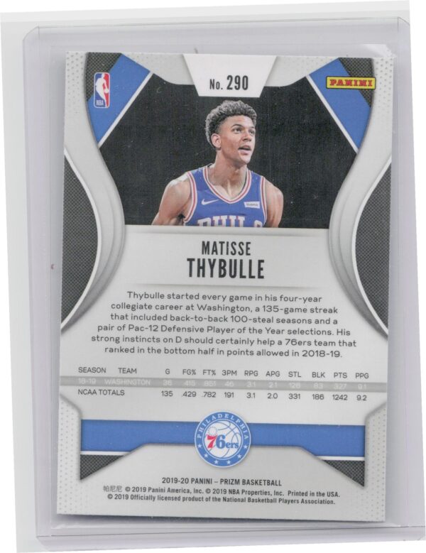 2019-20 Prizm Matisse Thybulle #290 76ers - Image 3