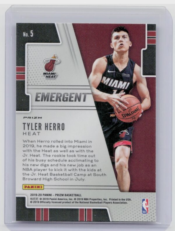 2019-20 Prizm Tyler Herro #5 Heat Emergent Silver - Image 3