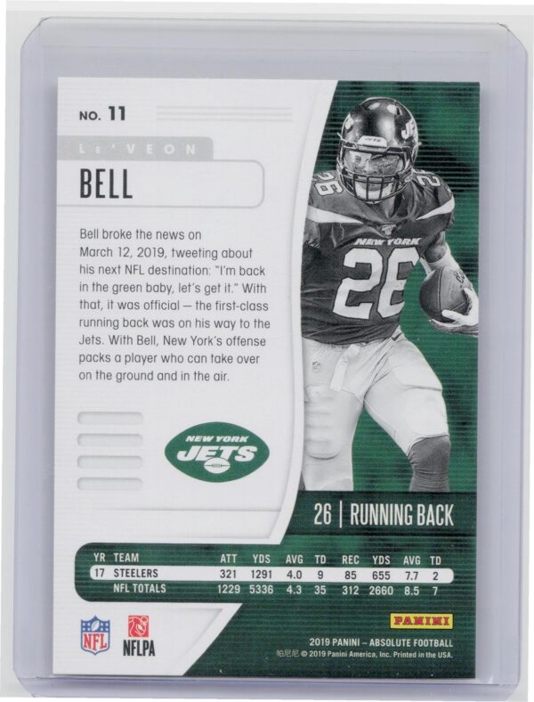 2019 Absolute Le'Veon Bell Green Spectrum /25 #11 Jets - Image 3