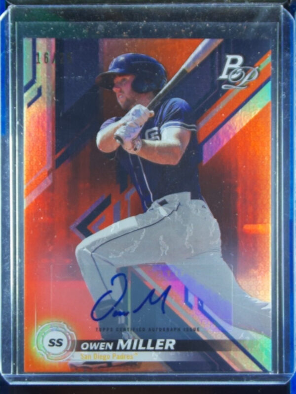 2019 Bowman Platinum Owen Miller AU SN25 #TOP-55 Padres Top Prospects Autographs