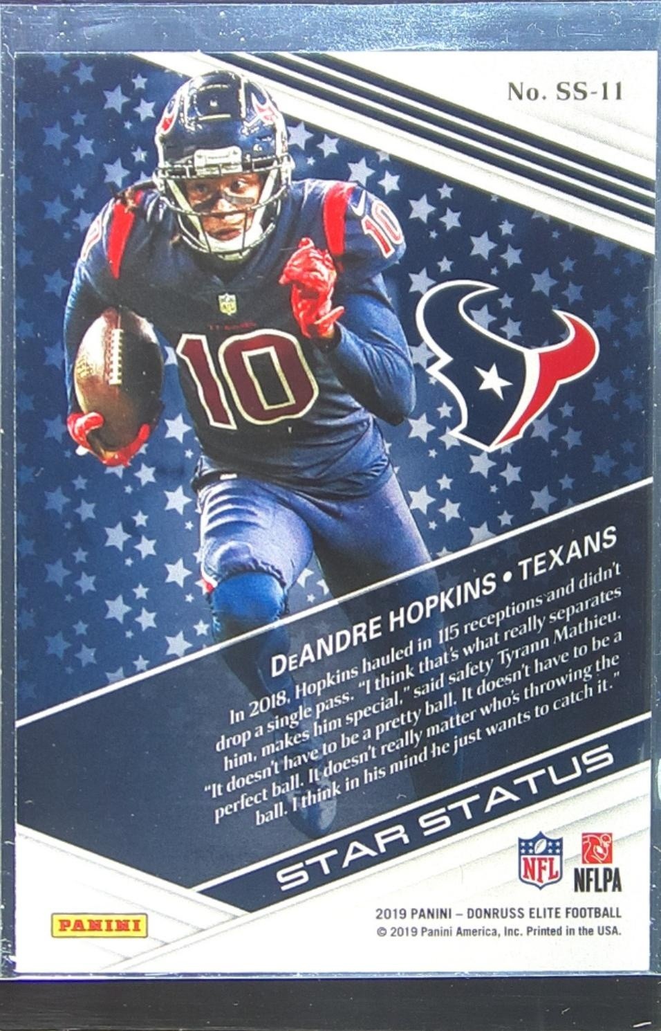 2019 Donruss Elite DeAndre Hopkins #SS-11 Texans Star Status Green - Image 3