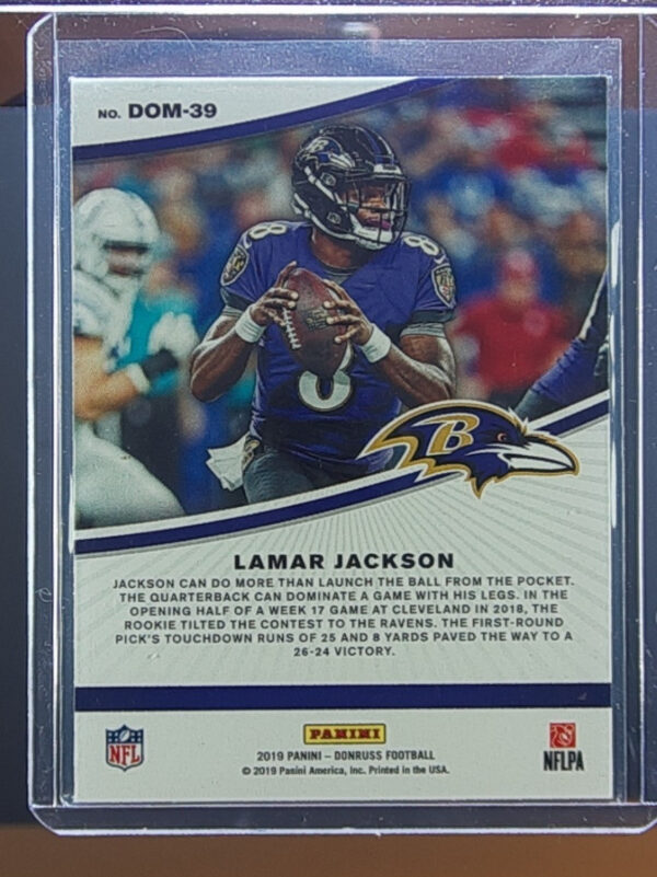 2019 Donruss Lamar Jackson #DOM-39 Ravens Dominators - Image 3