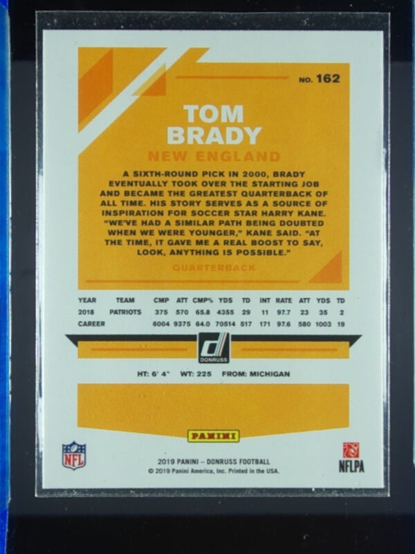 2019 Donruss Tom Brady #162 Patriots - Image 3