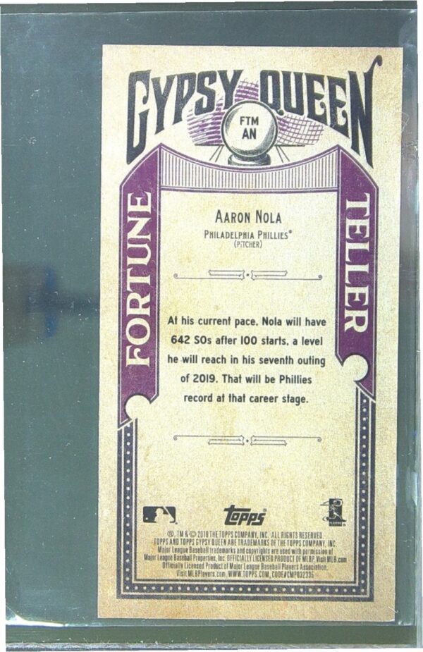 2019 Gypsy Queen Aaron Nola #FTM-AN Phillies Fortune Teller Minis - Image 3