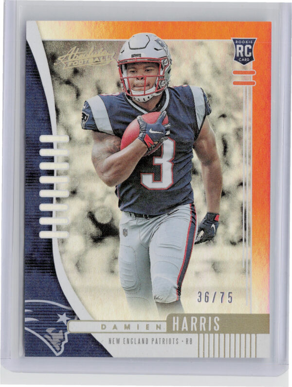 2019 Panini Absolute Damien Harris Spectrum Orange SN75 #106 Patriots