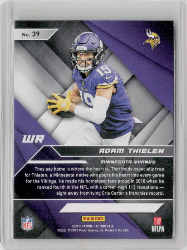 2019 Panini XR Adam Thielen Red SN249 #39 Vikings - Image 3