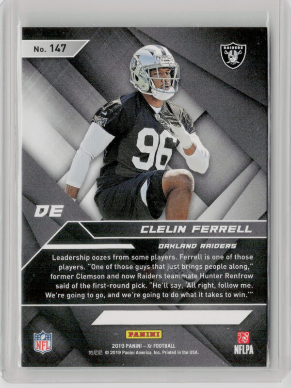 2019 Panini XR Clelin Ferrell Blue SN199 #147 Raiders - Image 3