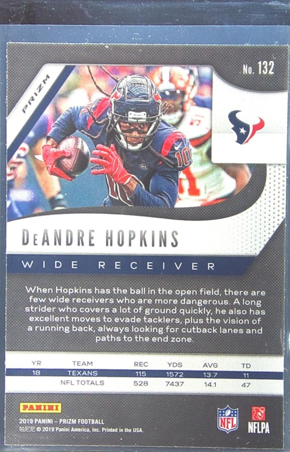 2019 Prizm DeAndre Hopkins Red Ice #132 Texans - Image 3