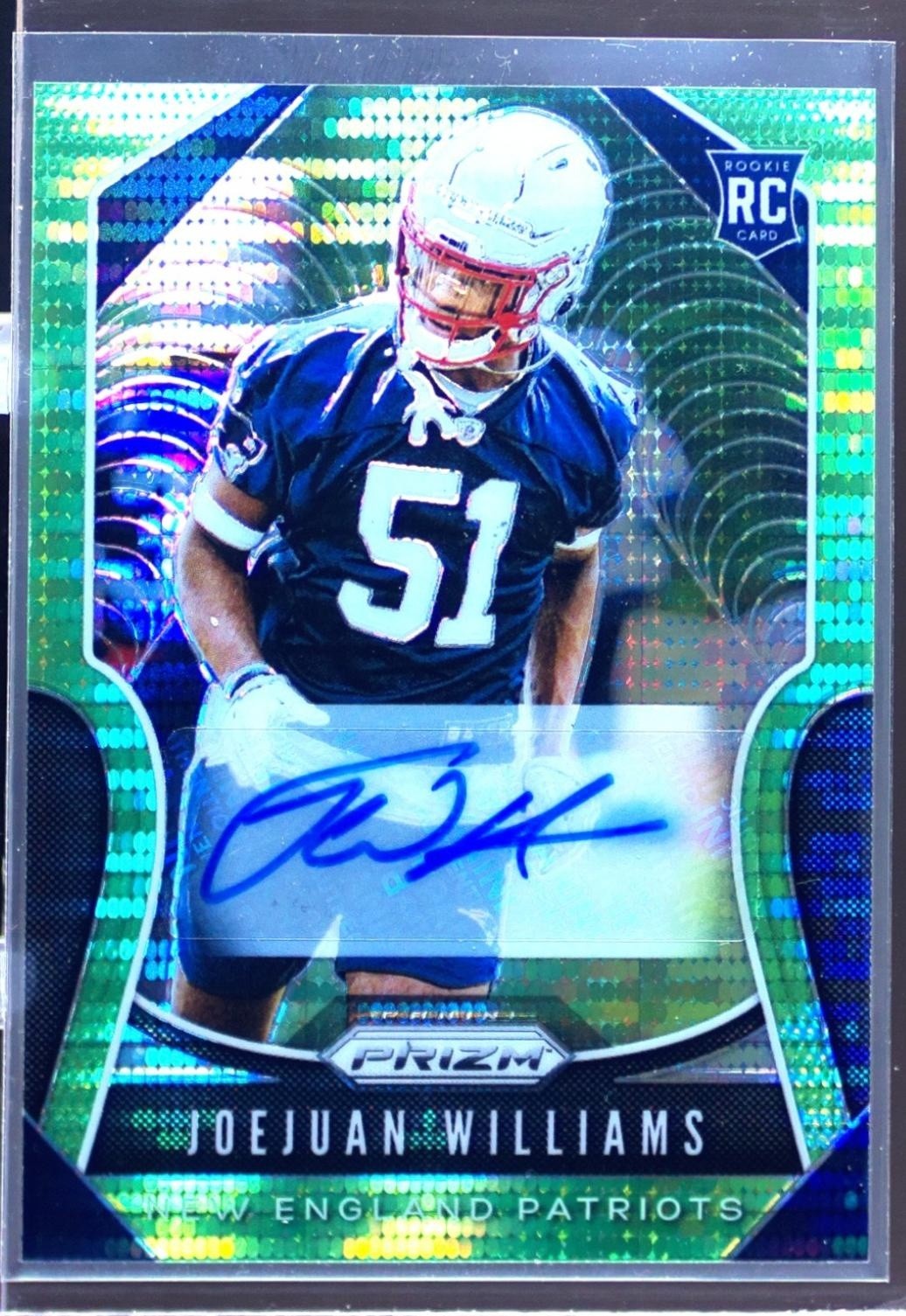 2019 Prizm Joejuan Williams Auto RC #398 Patriots Rookie Neon Green