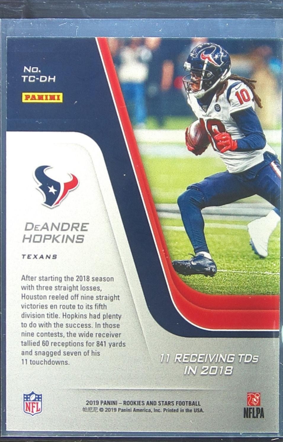 2019 Rookies & Stars DeAndre Hopkins /39 #TC-DH Texans Touchdown Club Purple - Image 3