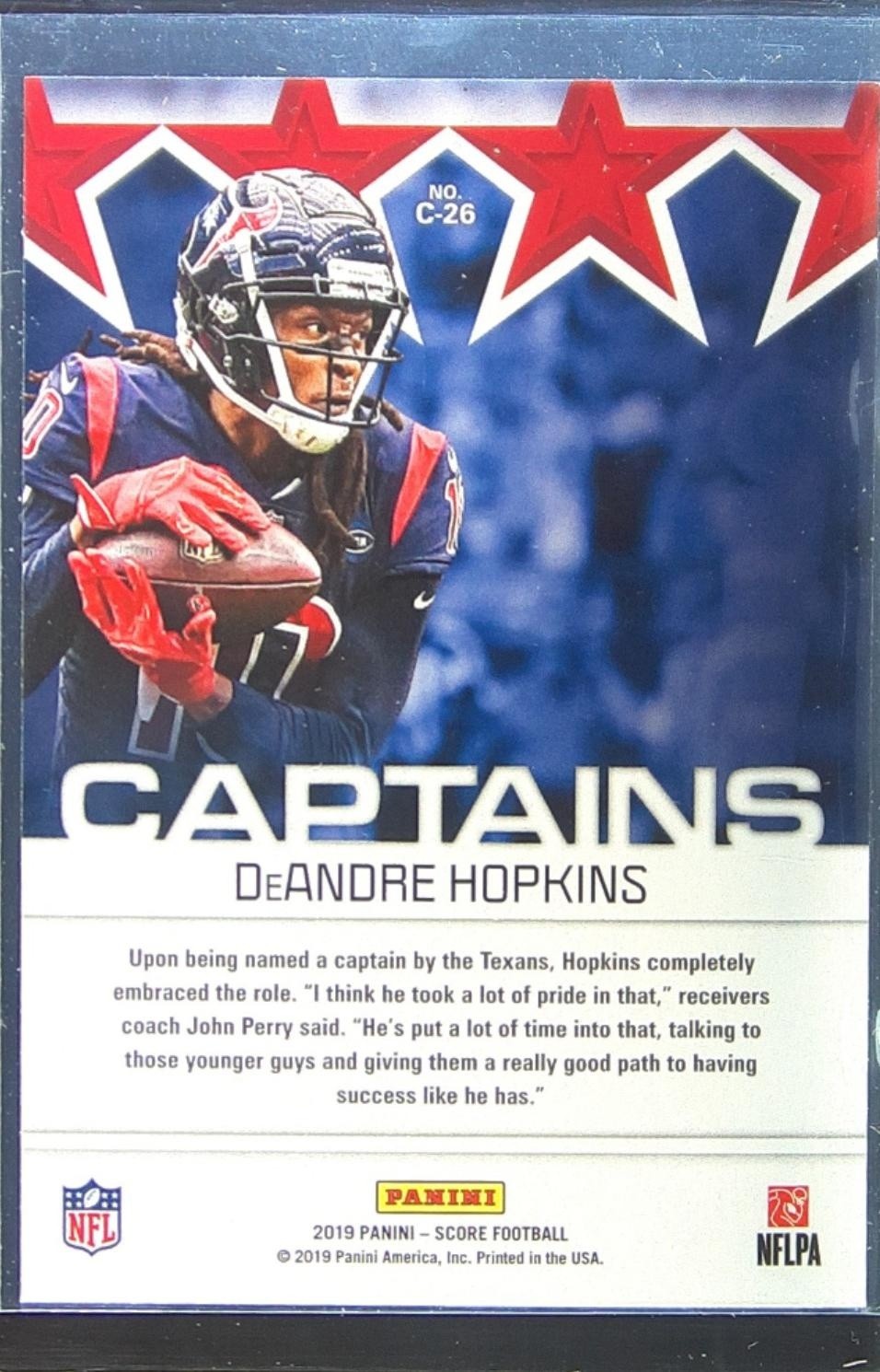 2019 Score DeAndre Hopkins #C-26 Texans Captains Purple - Image 3