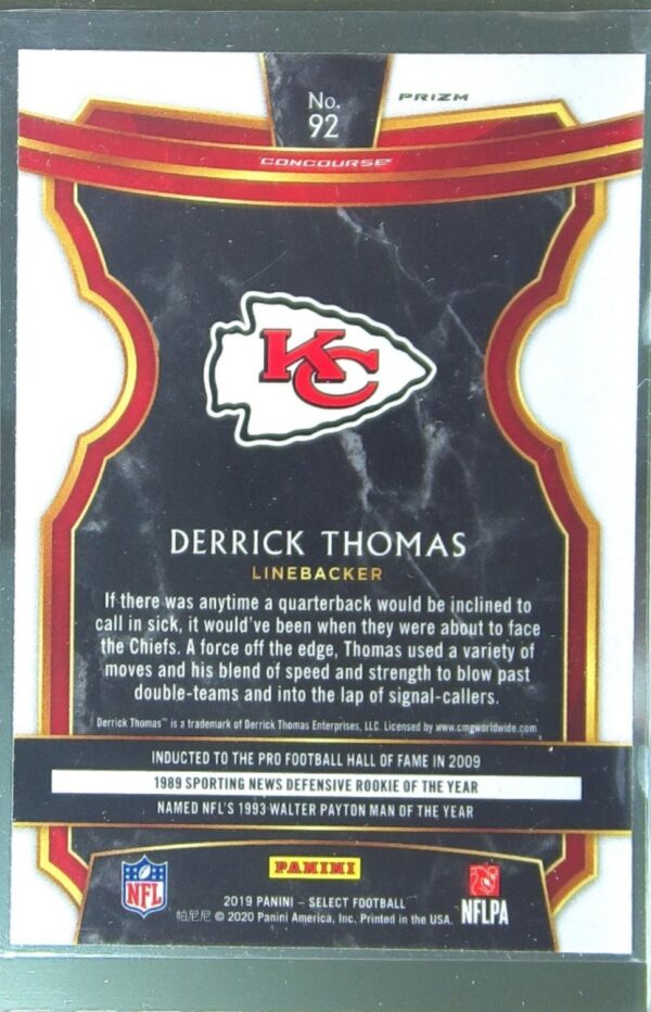 2019 Select Derrick Thomas Silver Prizm #92 Chiefs - Image 3