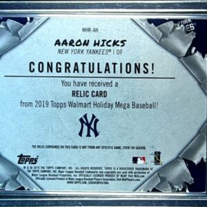 2019 Topps Holiday Aaron Hicks JSY #WHR-AH Yankees Relics