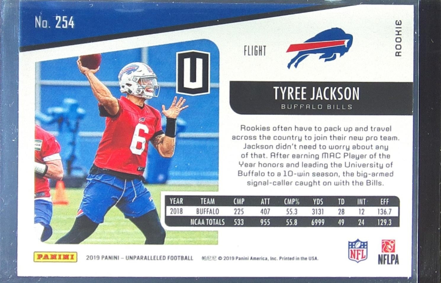 2019 Unparalleled Tyree Jackson Flight RC #254 Bills - Image 3