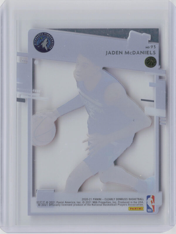 2020-21 Clearly Donruss Jaden McDaniels RC #93 Timberwolves - Image 3