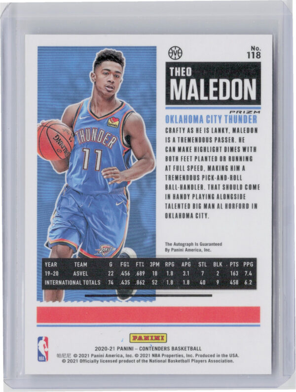 2020-21 Panini Contenders Theo Maledon AU VAR #118 Thunder - Image 3