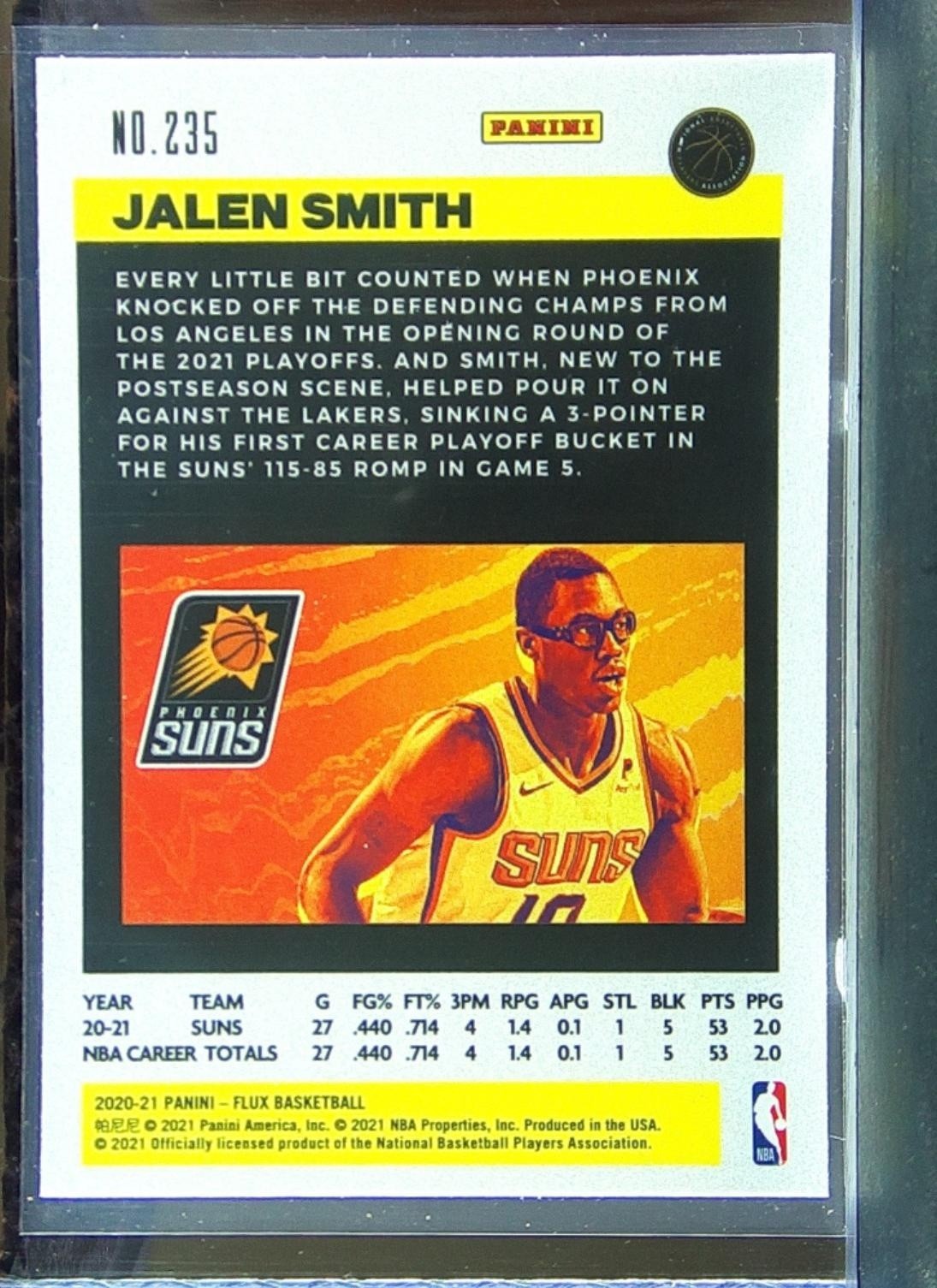 2020-21 Panini Flux Jalen Smith RC #235 Suns - Image 3