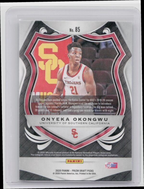 2020-21 Panini Prizm Draft Picks Collegiate Onyeka Okongwu Crusade #85 Trojans - Image 3