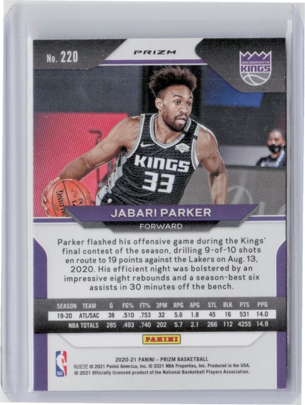 2020-21 Panini Prizm Jabari Parker Choice Blue, Yellow and Green Prizms #220 Kin - Image 3
