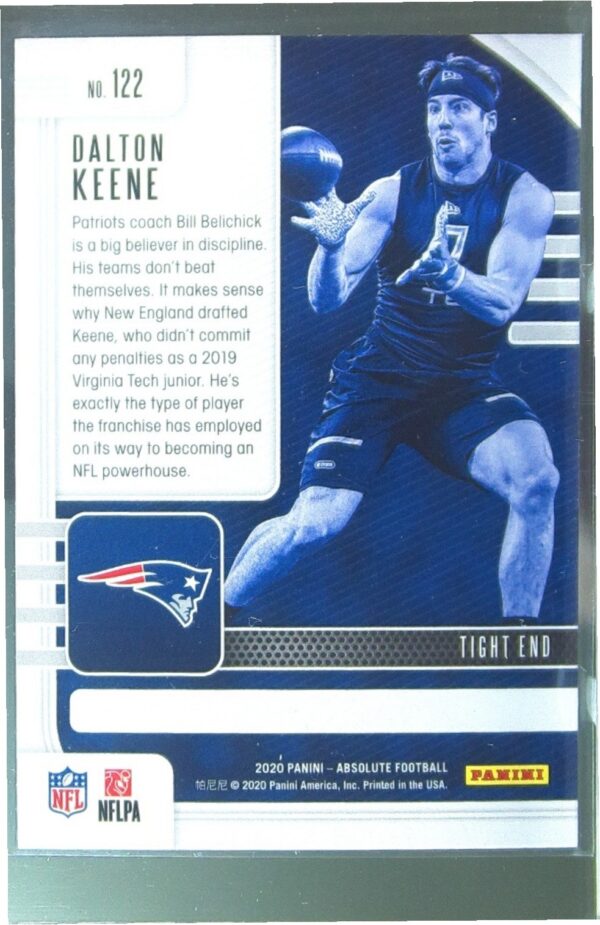 2020 Absolute Dalton Keene Green RC #122 Patriots - Image 3