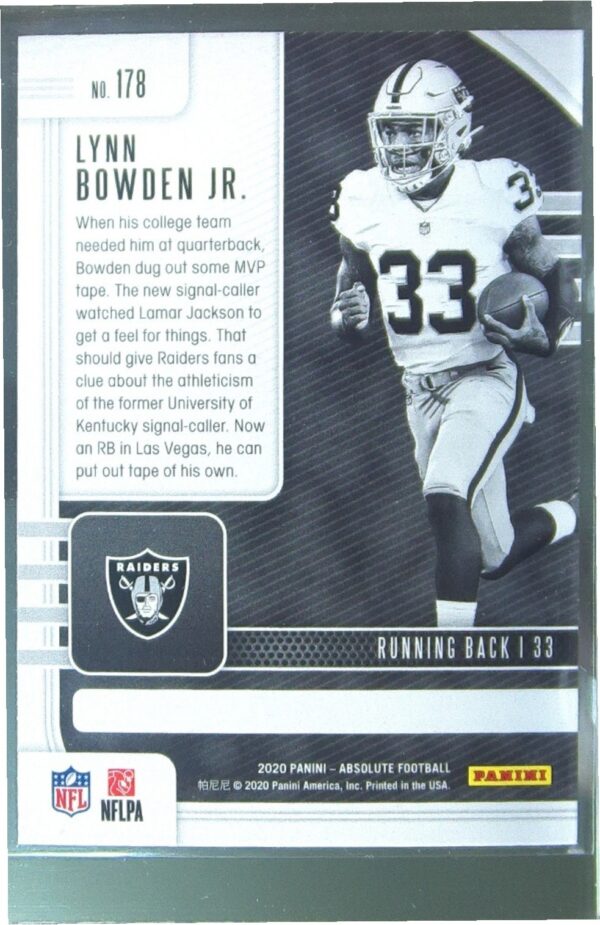 2020 Absolute Lynn Bowden Jr. Retail RC #178 Raiders - Image 3