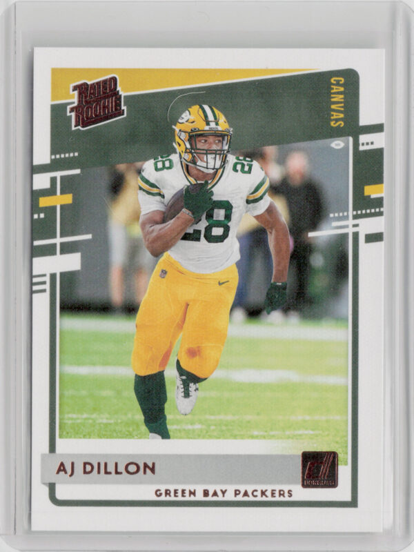 2020 Donruss AJ Dillon #324 Packers Rated Rookies Canvas