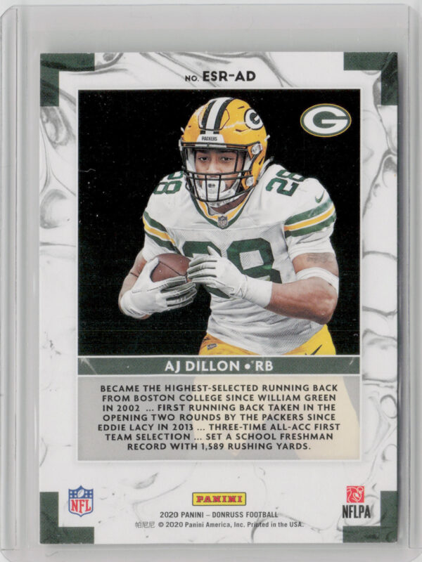 2020 Donruss AJ Dillon #ESR-AD Packers Elite Series Rookies - Image 3