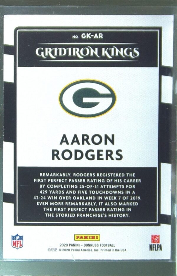 2020 Donruss Aaron Rodgers #GK-AR Packers Gridiron Kings - Image 3