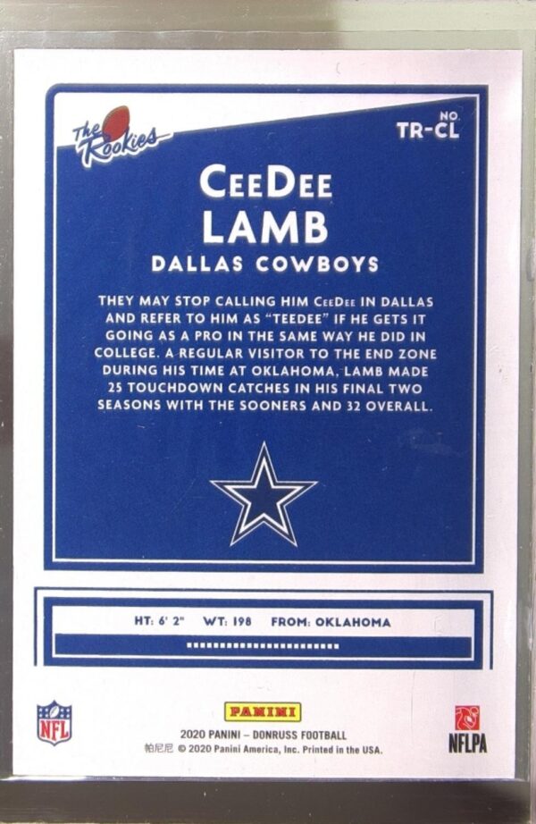 2020 Donruss CeeDee Lamb RC #TR-CL Cowboys The Rookies - Image 3