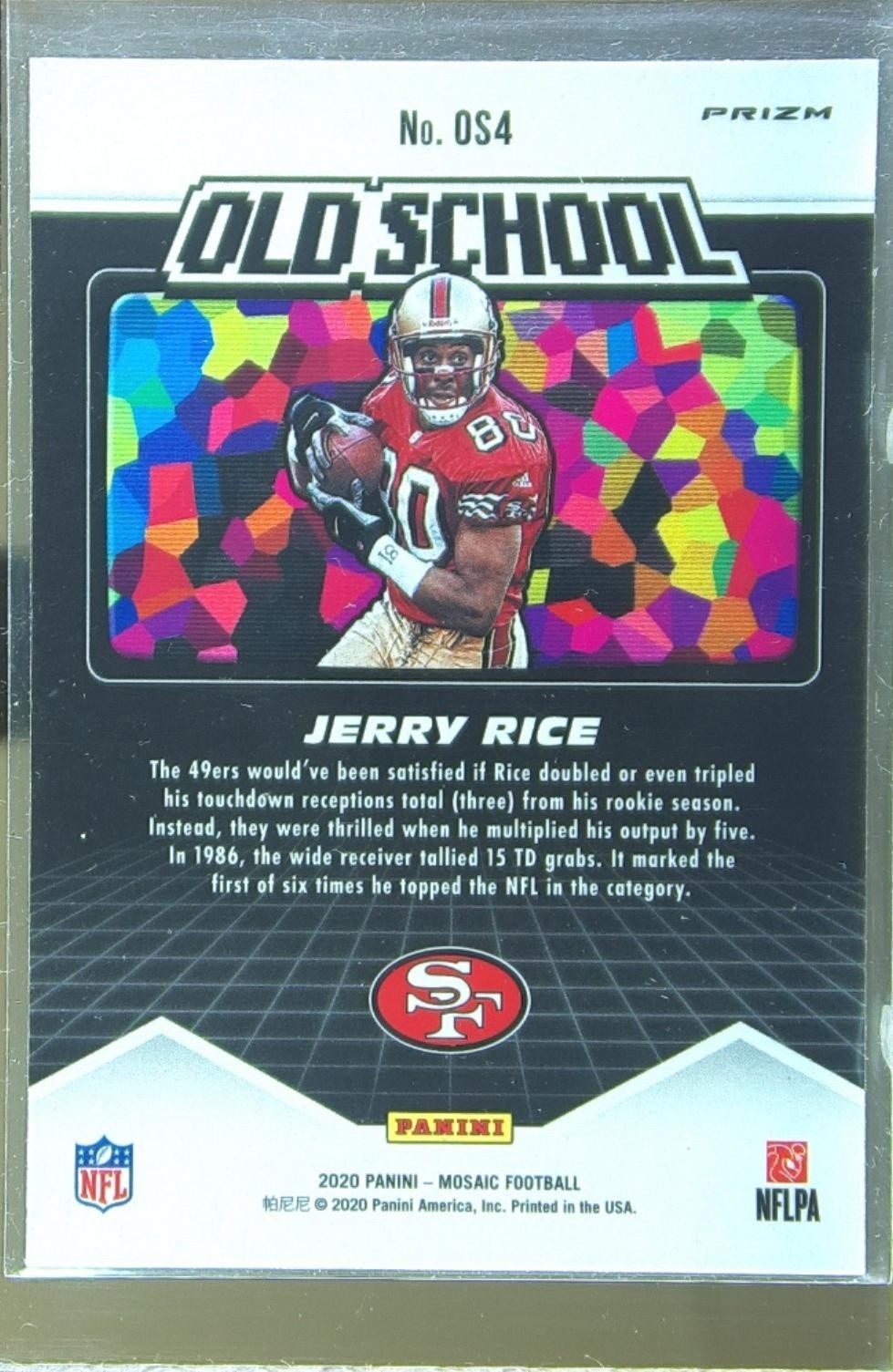 2020 Mosaic Jerry Rice #OS4 49ers Old School Prizm Green - Image 3