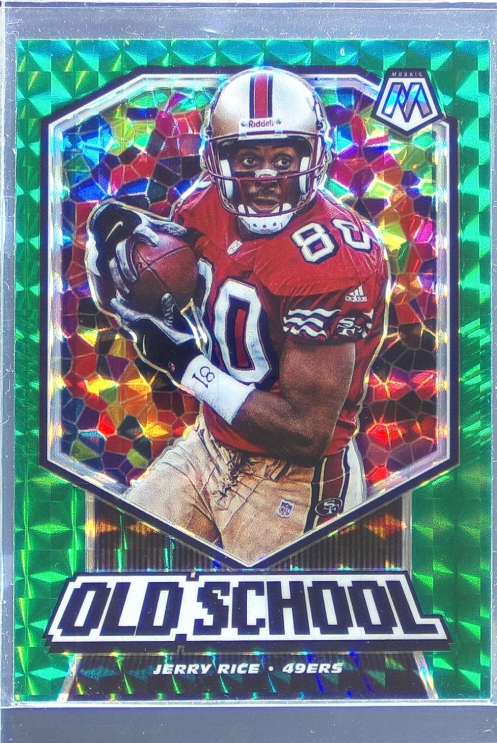 2020 Mosaic Jerry Rice #OS4 49ers Old School Prizm Green