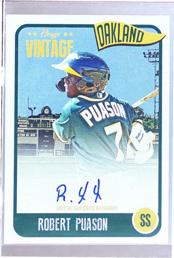 2020 Onyx Vintage Robert Puason Base Blue Ink Autographs Auto #VARP Athletics