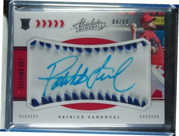 2020 Panini Absolute Patrick Sandoval AU SN99 MEM #154 Angels Rookie Baseball Ma