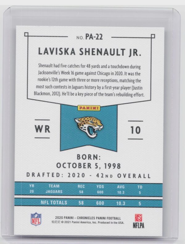 2020 Panini Chronicles Panini Laviska Shenault Jr. #PA-22 Jaguars - Image 3