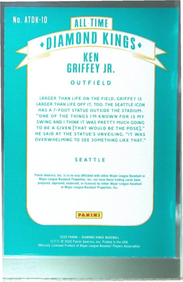2020 Panini Diamond Kings Ken Griffey Jr. #ATDK-10 Mariners Artist's Proof Blue - Image 3