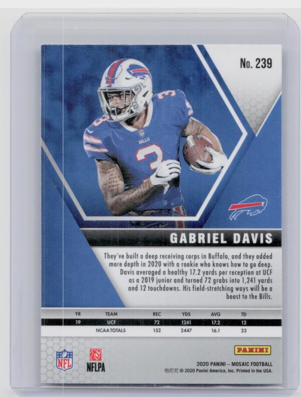 2020 Panini Mosaic Gabriel Davis RC #239 Bills - Image 3