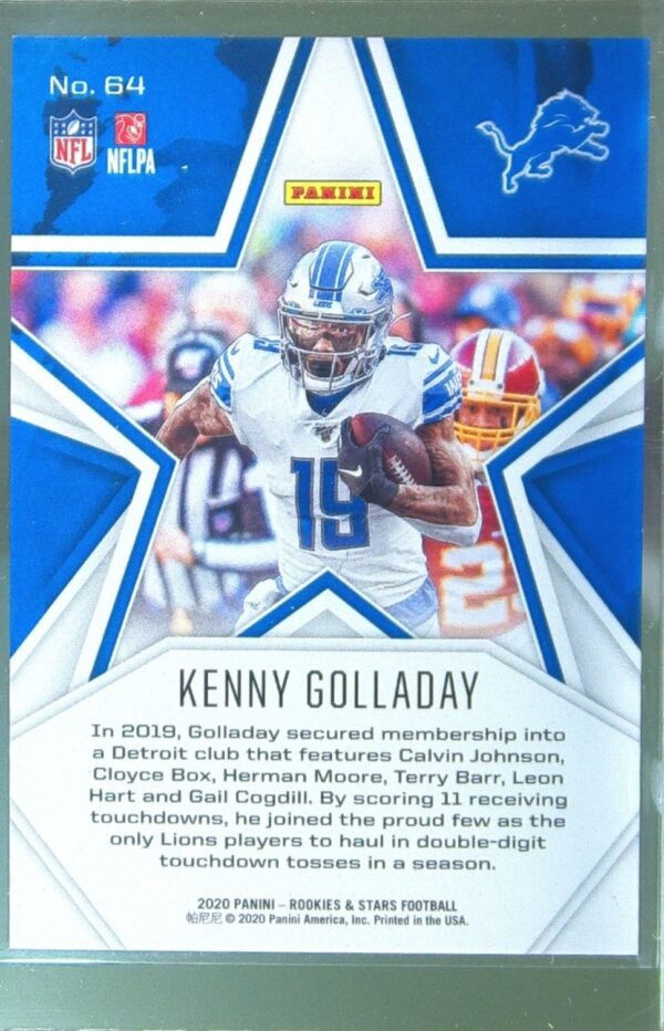 2020 Panini Rookies & Stars Kenny Golladay Orange /99 #64 Lions - Image 3