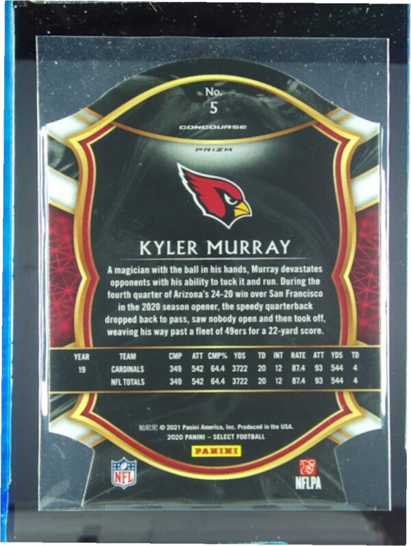 2020 Panini Select Kyler Murray Red Prizm Die Cut #104 Cardinals - Image 3