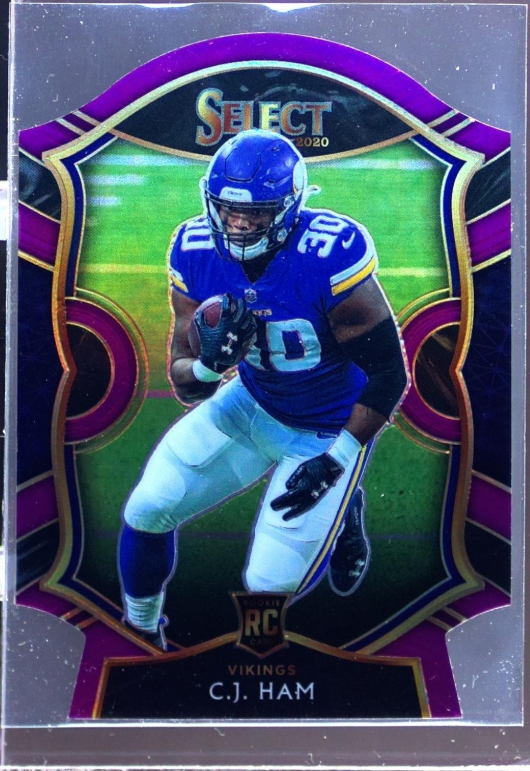 2020 Select C.J. Ham Purple Prizm Die Cut RC #37 Vikings