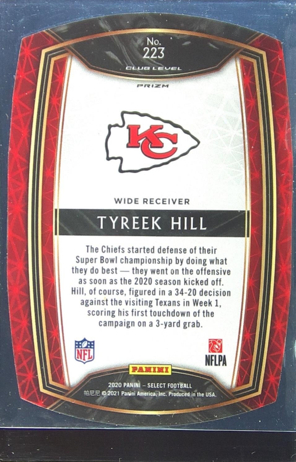 2020 Select Tyreek Hill Purple Prizm Die Cut #223 Chiefs - Image 3