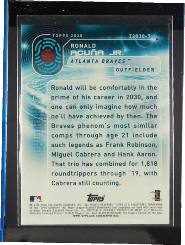 2020 Topps Ronald Acuna Jr. #T2030-7 Braves Topps 2030 - Image 3